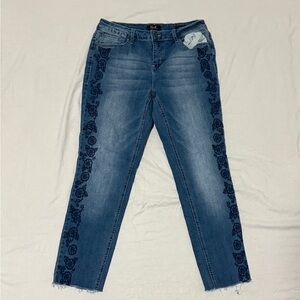 Earl Jeans Embroidered Roses Straight Leg Jeans